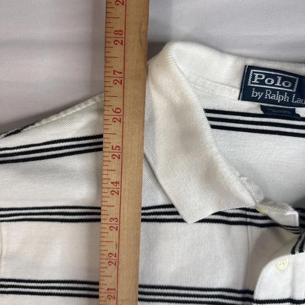 Polo Ralph Lauren Polo Shirt Men's XL White with Black Stripes Pony Preppy